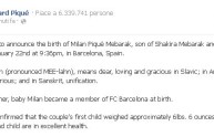 Annuncio Facebook Piqué figlio